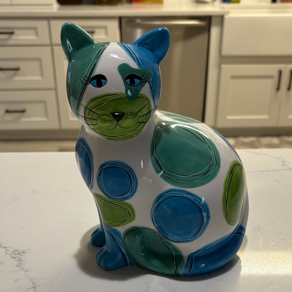 GANZ Other - GANZ Blue and Green Ceramic Cat Figurine
